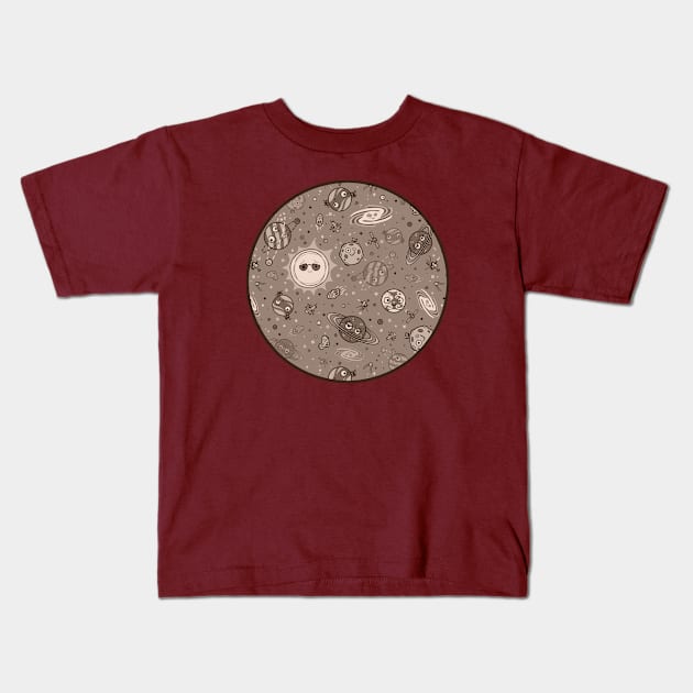 Through the Telescope (Sepia) Kids T-Shirt by chayground